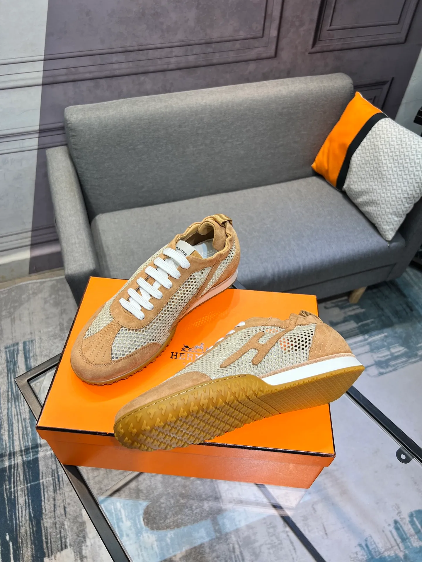 Men's shoes 💰700 [HERMES] Hermès - High-end quality original order 🔍🔍 - Upper: 🔝 cowhide suede splicing design - Inner lining: imported mixed sheepskin - Outsole: TPR foam · Rubber: two-color combined molding outsole - Super high quality control · Fine workmanship: highlighted (high-end, luxury, grade) -Size: 38-44 (45, 46, can be customized)